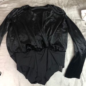 Zara black velvet crossover bodysuit